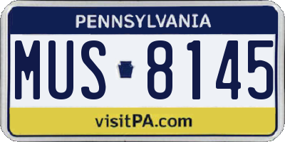 PA license plate MUS8145