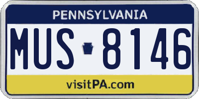 PA license plate MUS8146