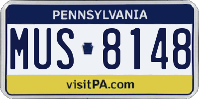 PA license plate MUS8148
