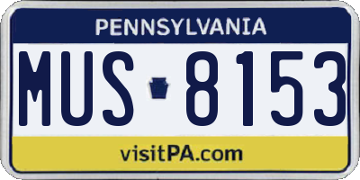 PA license plate MUS8153