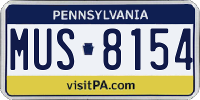 PA license plate MUS8154