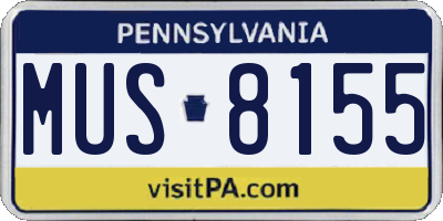 PA license plate MUS8155
