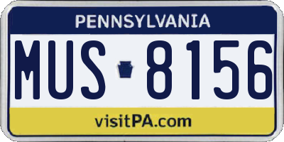 PA license plate MUS8156