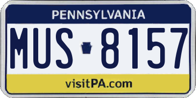 PA license plate MUS8157
