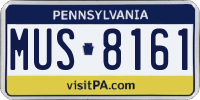 PA license plate MUS8161