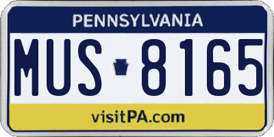 PA license plate MUS8165