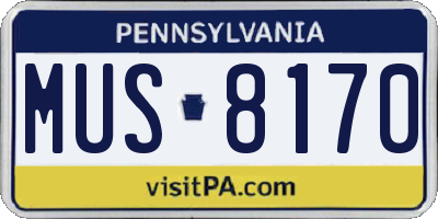 PA license plate MUS8170