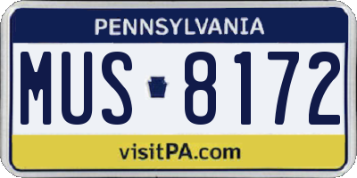 PA license plate MUS8172