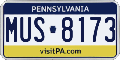 PA license plate MUS8173