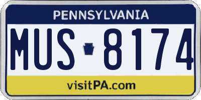 PA license plate MUS8174