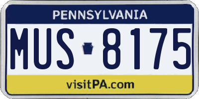 PA license plate MUS8175