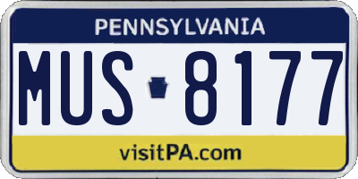 PA license plate MUS8177