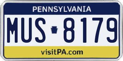 PA license plate MUS8179