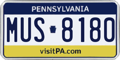 PA license plate MUS8180