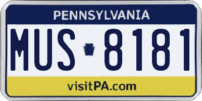 PA license plate MUS8181
