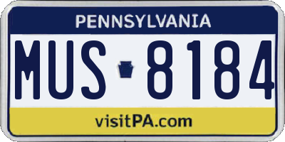 PA license plate MUS8184
