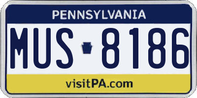 PA license plate MUS8186