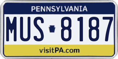 PA license plate MUS8187