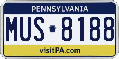 PA license plate MUS8188