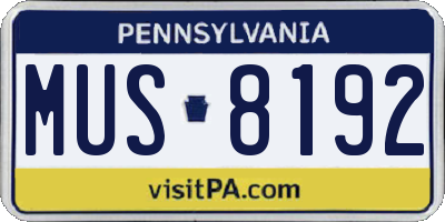 PA license plate MUS8192