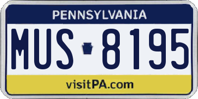 PA license plate MUS8195