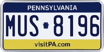 PA license plate MUS8196
