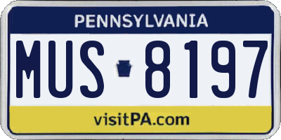 PA license plate MUS8197