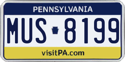 PA license plate MUS8199