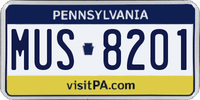 PA license plate MUS8201