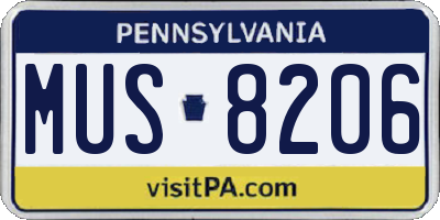 PA license plate MUS8206