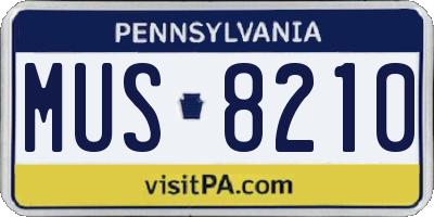 PA license plate MUS8210