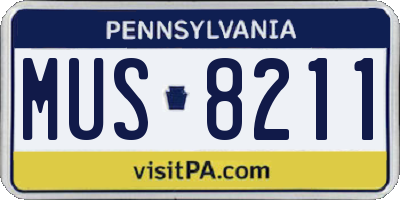 PA license plate MUS8211