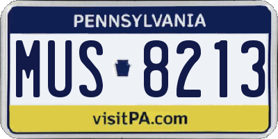 PA license plate MUS8213