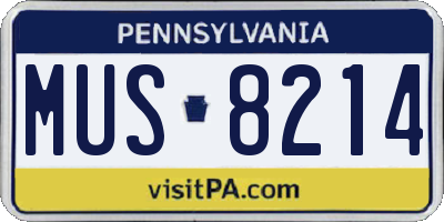 PA license plate MUS8214