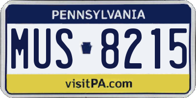 PA license plate MUS8215