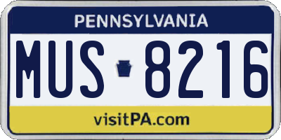 PA license plate MUS8216
