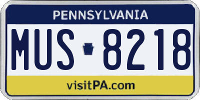 PA license plate MUS8218
