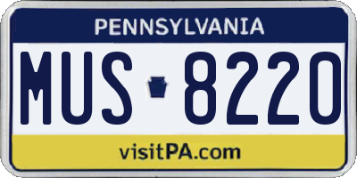 PA license plate MUS8220