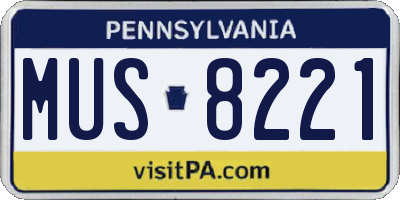 PA license plate MUS8221