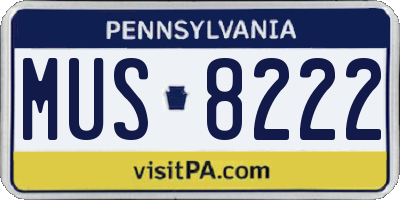 PA license plate MUS8222