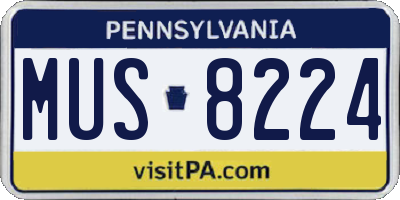 PA license plate MUS8224