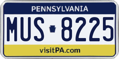 PA license plate MUS8225