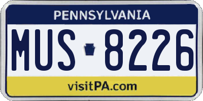 PA license plate MUS8226