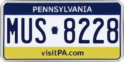 PA license plate MUS8228