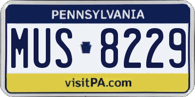 PA license plate MUS8229