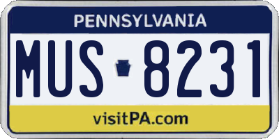 PA license plate MUS8231