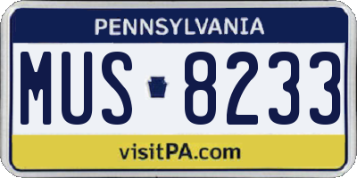 PA license plate MUS8233