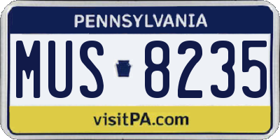 PA license plate MUS8235