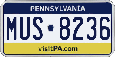 PA license plate MUS8236