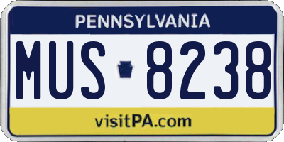 PA license plate MUS8238